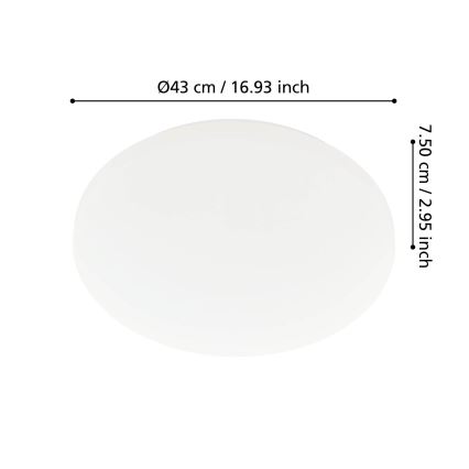 Eglo - LED kúpeľňové stropné svietidlo LED/36W/230V pr. 43 cm IP54 biela