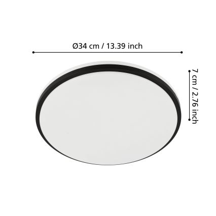 Eglo - LED Kúpeľňové stropné svietidlo LED/18W/230V 3000/4000/6500K IP54 čierne