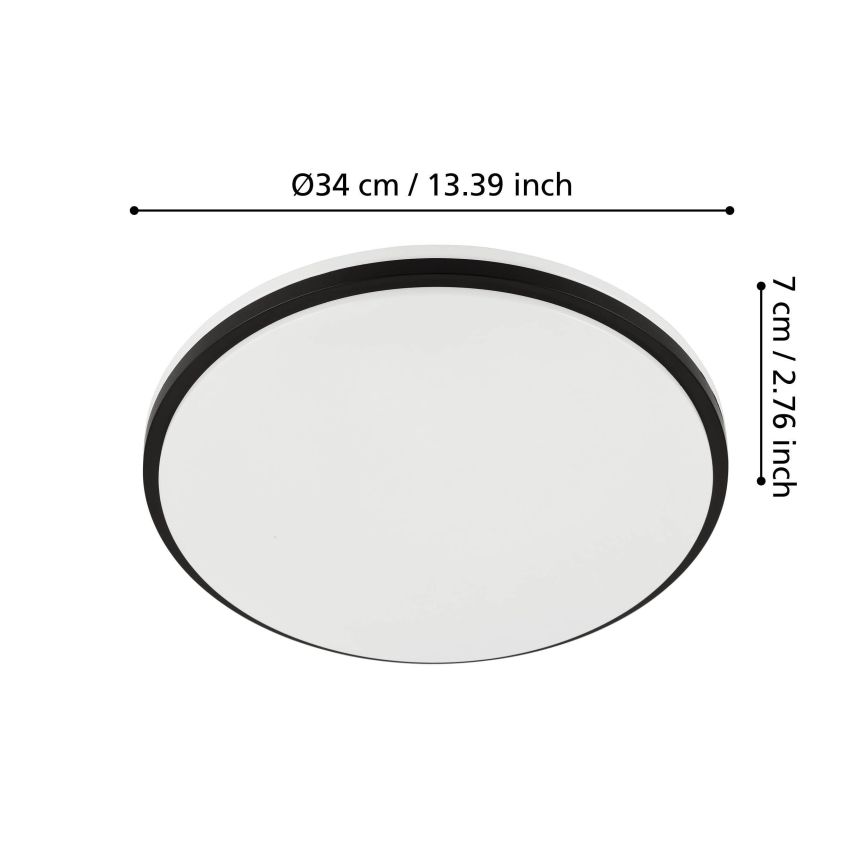 Eglo - LED Kúpeľňové stropné svietidlo LED/18W/230V 3000/4000/6500K IP54 čierne