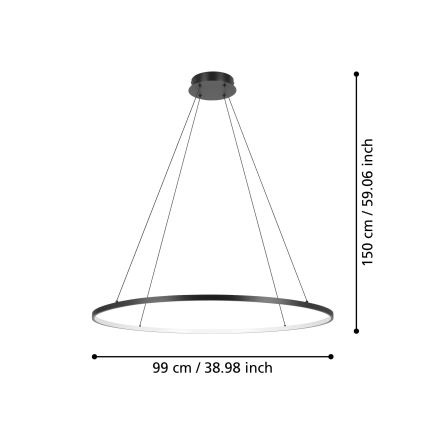 Eglo - LED Stmievateľný luster na lanku LED/40W/230V 2700-6500K čierna + diaľkové ovládanie