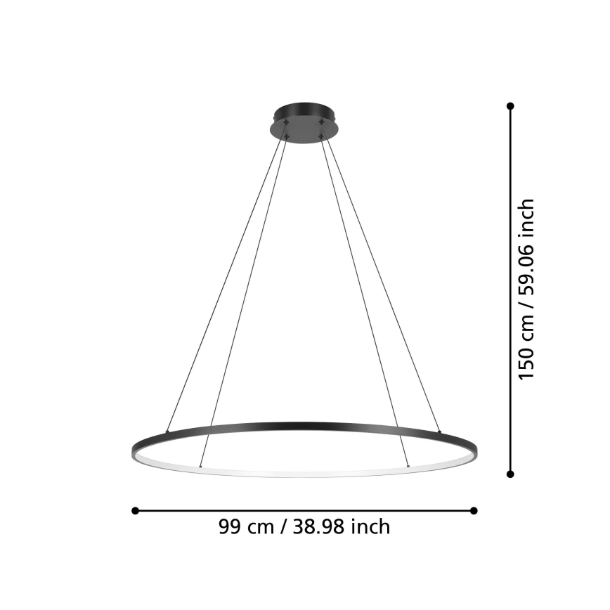 Eglo - LED Stmievateľný luster na lanku LED/40W/230V 2700-6500K čierna + diaľkové ovládanie