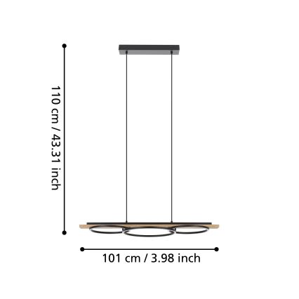 Eglo - LED Stmievateľný luster na lanku 2xLED/12,5W/230V+1xLED/15,5W 3000K béžová/čierna