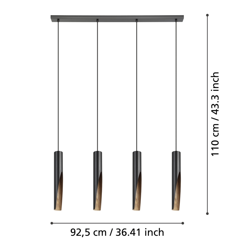 Eglo - LED Luster na lanku 4xGU10/4,5W/230V 3000K čierna/hnedá