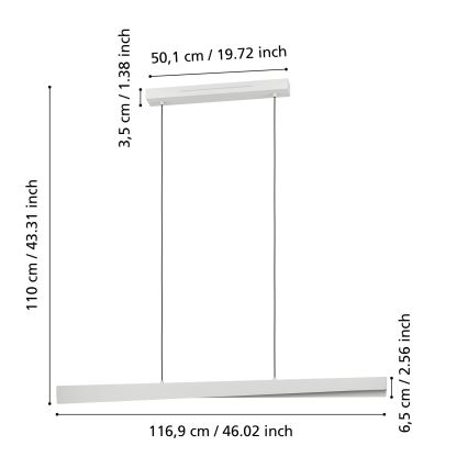 Eglo - LED RGBW Stmievateľný luster na lanku LED/19W/230V 2700-6500K sivá