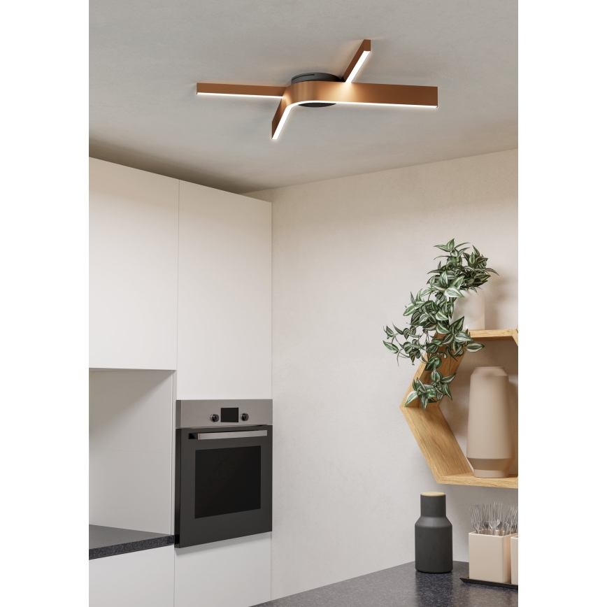 Eglo - LED RGBW stmievateľné stropné svietidlo 2xLED/18W/230V 2700-6500K medená/čierna