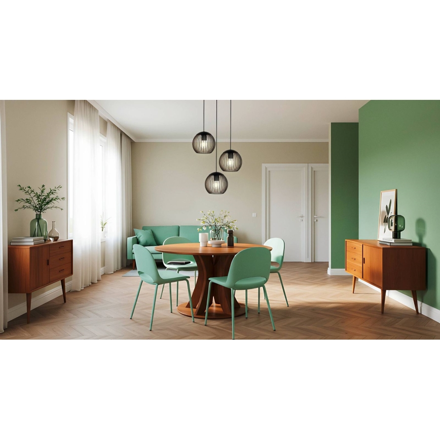 Eglo - Závesné svietidlo na lanku 3xE27/60W/230V čierne