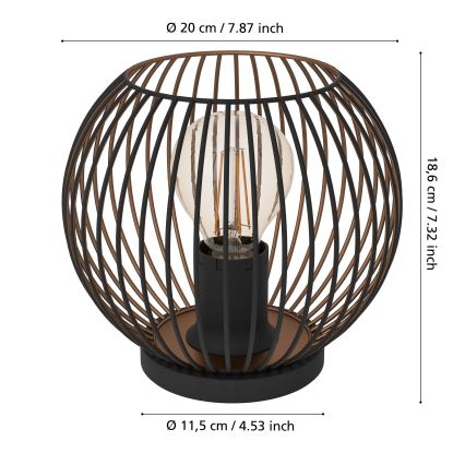 Eglo - Stolná lampa 1xE27/60W/230V čierna