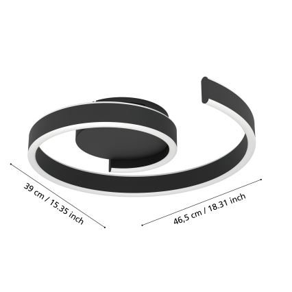 Eglo - LED RGBW Stmievateľné stropné svietidlo LED/37W/230V 3000-6500K čierne