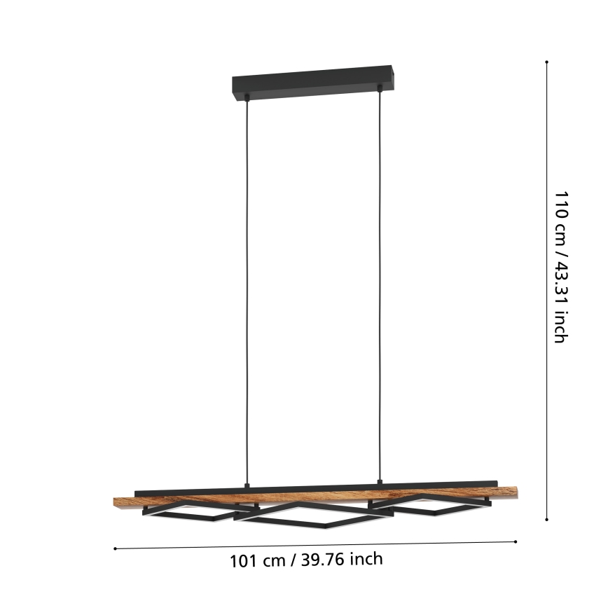 Eglo - LED stmievateľný luster na lanku 2xLED/13W/230V + LED/16W čierna/hnedá