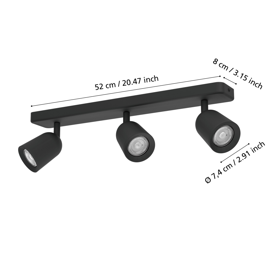 Eglo - Bodové svietidlo 3xGU10/10W/230V čierne