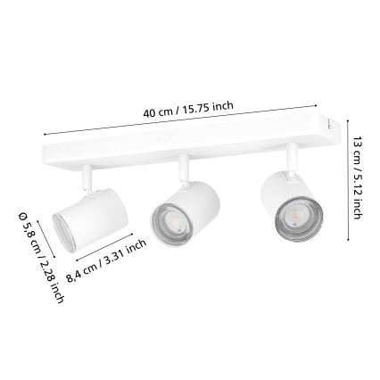 Eglo - Kúpeľňové bodové svietidlo 3xGU10/5W/230V IP44 biela