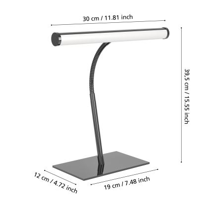 Eglo - LED stmievateľná dotyková stolná lampa LED/5W/230V 2700/4000/6500K čierny chróm