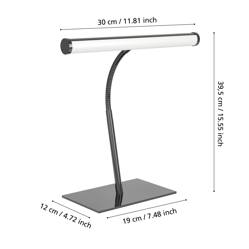 Eglo - LED stmievateľná dotyková stolná lampa LED/5W/230V 2700/4000/6500K čierny chróm