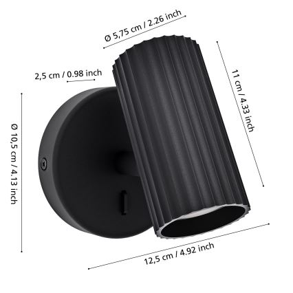 Eglo - Nástenné bodové svietidlo 1xGU10/5W/230V čierne