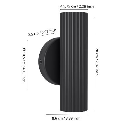 Eglo - Nástenné svietidlo 2xGU10/5W/230V čierne
