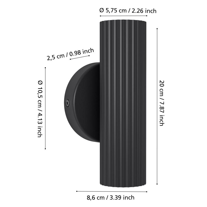 Eglo - Nástenné svietidlo 2xGU10/5W/230V čierne
