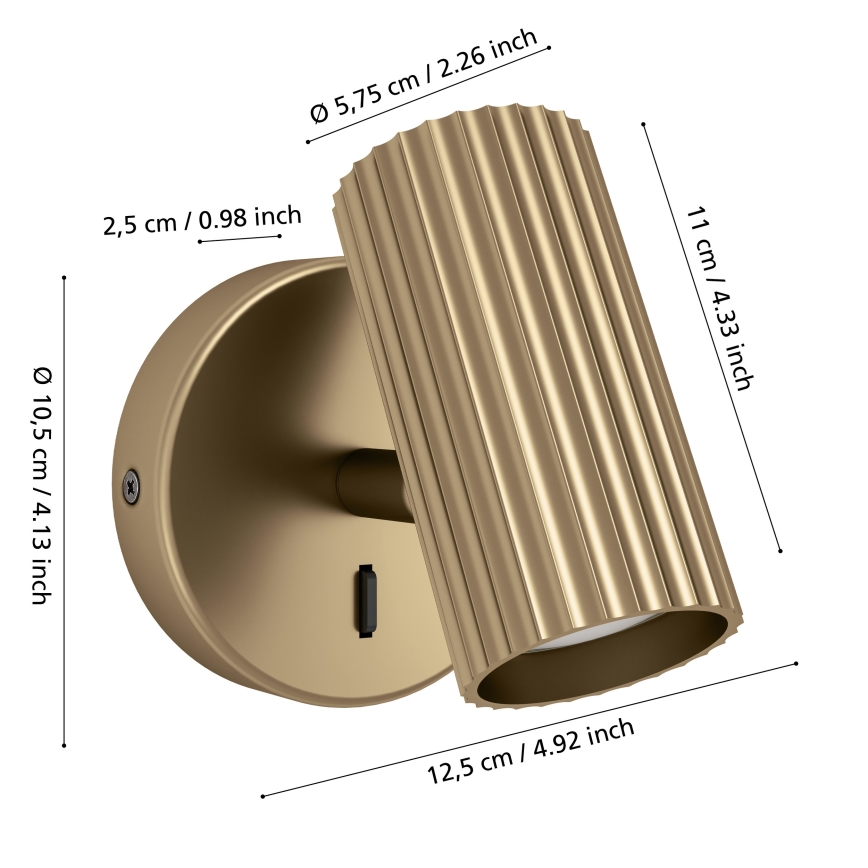 Eglo - Nástenné bodové svietidlo 1xGU10/5W/230V zlaté