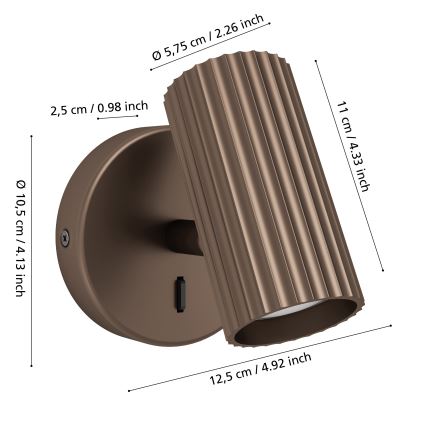 Eglo - Nástenné bodové svietidlo 1xGU10/5W/230V hnedá