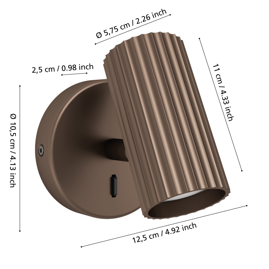 Eglo - Nástenné bodové svietidlo 1xGU10/5W/230V hnedá