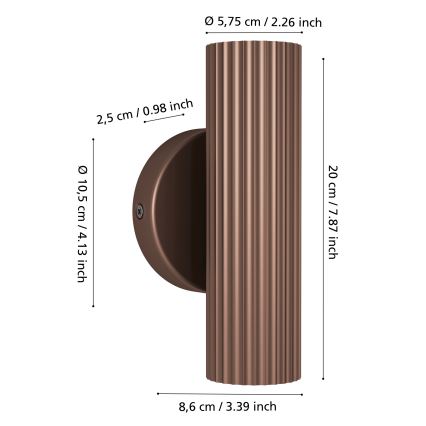 Eglo - Nástenné svietidlo 2xGU10/5W/230V hnedé