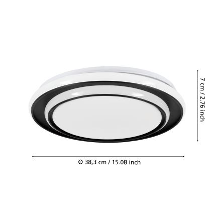 Eglo - LED stropné svietidlo, 24 W, 230 V, 2700/4000/6500 K, priemer 40 cm, čierne