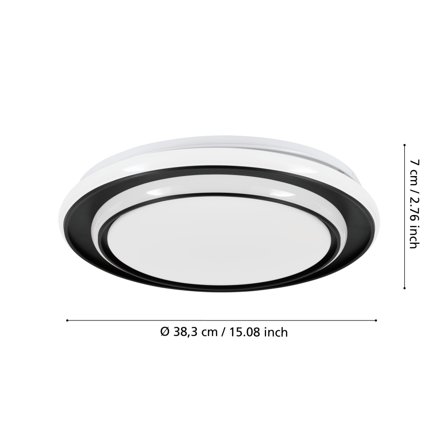 Eglo - LED stropné svietidlo, 24 W, 230 V, 2700/4000/6500 K, priemer 40 cm, čierne