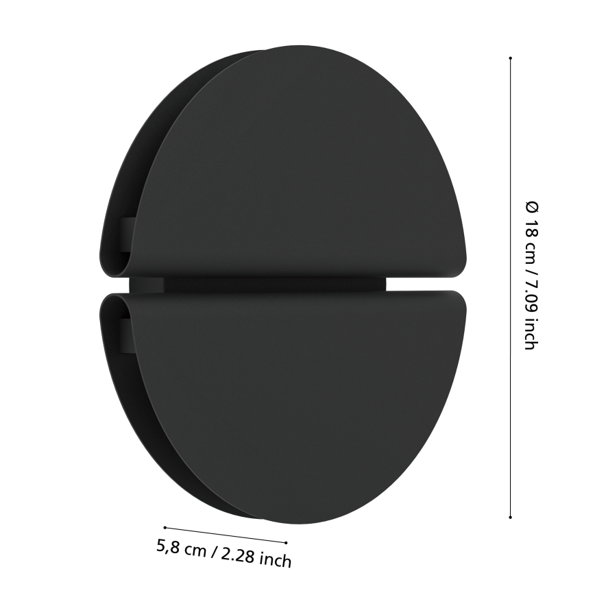 Eglo - vonkajšie nástenné LED svietidlo, 4,5 W, 230 V, 2700/4000/6500 K, IP44, čierne
