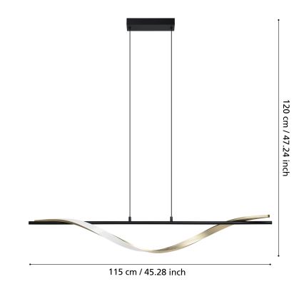 Eglo - LED luster na lanku LED/20W/230V 2700/4000/6500K čierna/zlatá