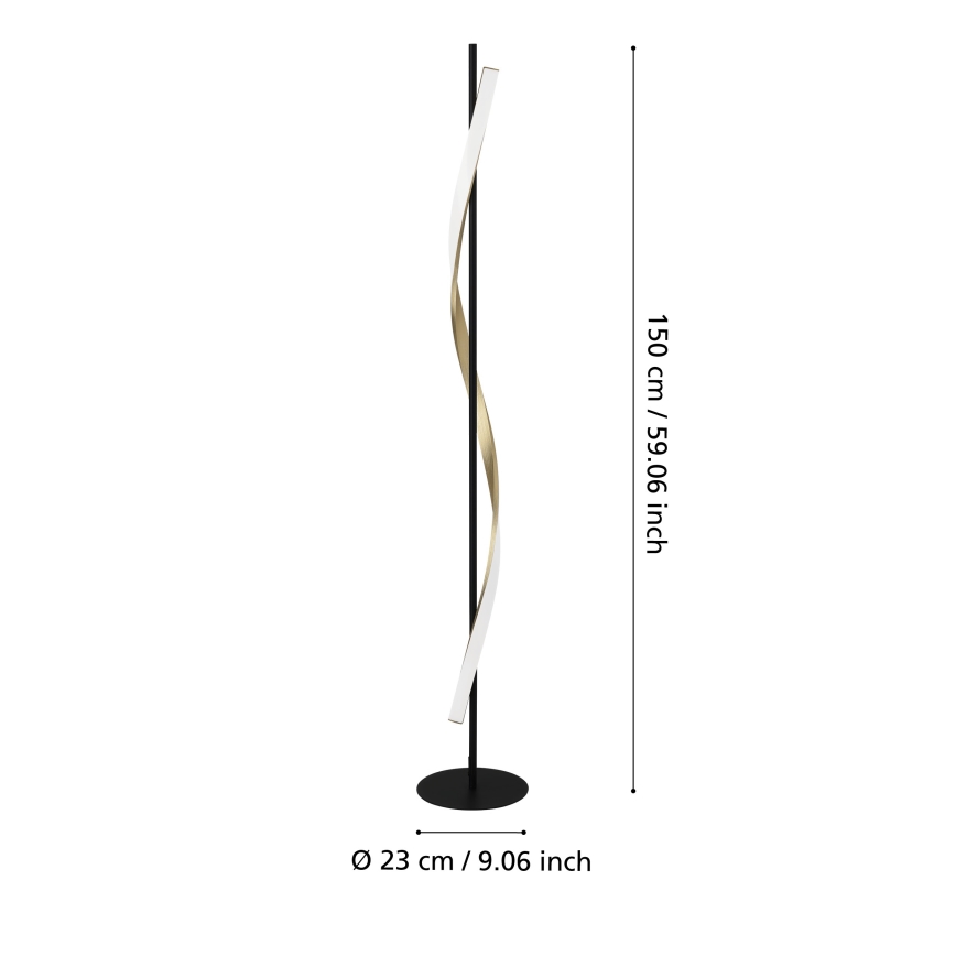 Eglo - stmievateľná LED stojacia lampa LED/20W/230V 2700/4000/6500K čierna/zlatá