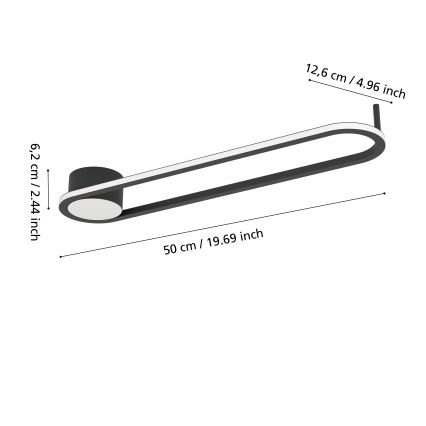 Eglo - LED Stropné svietidlo LED/24W/230V 2700/4000/6500K čierne