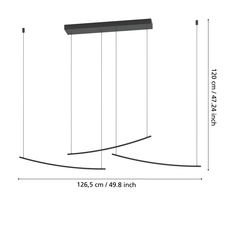 Eglo - Stmievateľný LED luster na lanku LED/22W/230V 2700/4000/6500K čierna