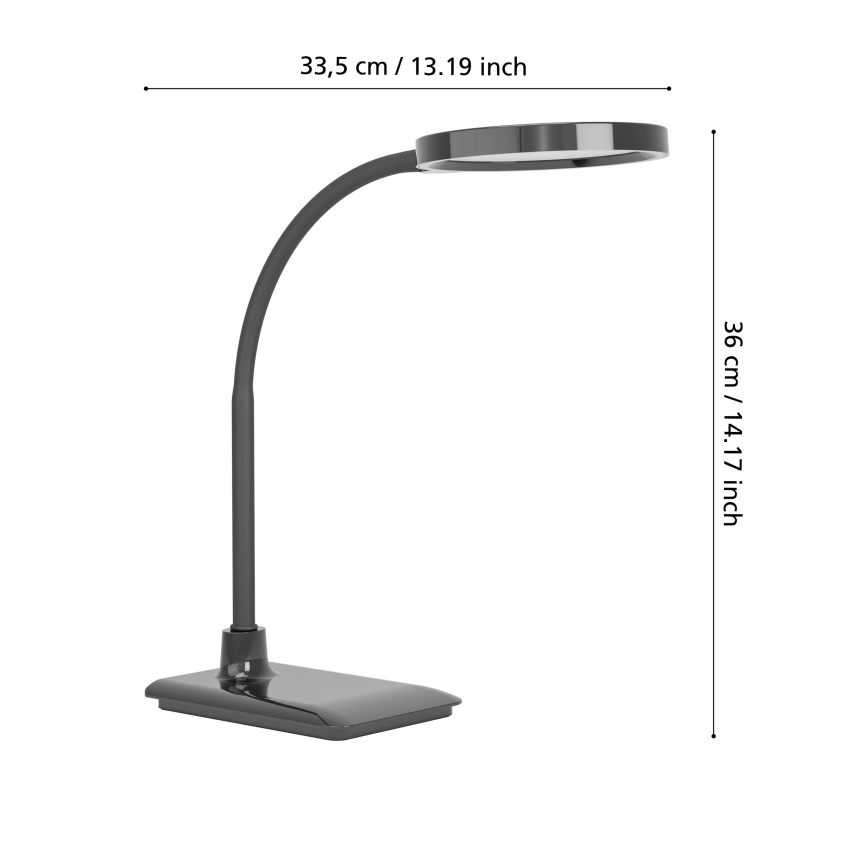 Eglo - LED stmievateľná flexibilná stolová lampa LED/5,5W/230V 2700/4000/6500K čierna