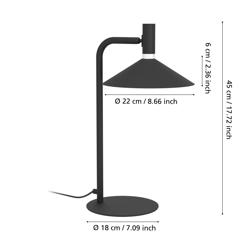 Eglo - LED RGBW stmievateľná stolná lampa LED/7,5W/230V 2700-6500K čierna