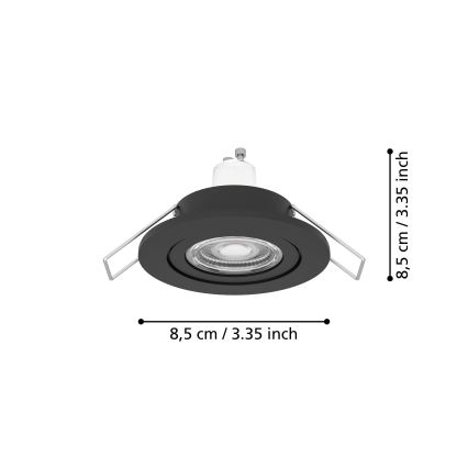 Eglo - LED kúpeľňové podhľadové bodové svietidlo 1xGU10/4,5W/230V IP44 čierne
