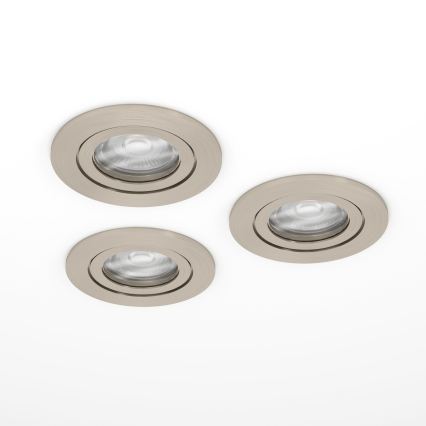 Eglo - Sada 3x LED kúpeľňové zapustené bodové svietidlá 1xGU10/4,5W/230V IP44 matný chróm