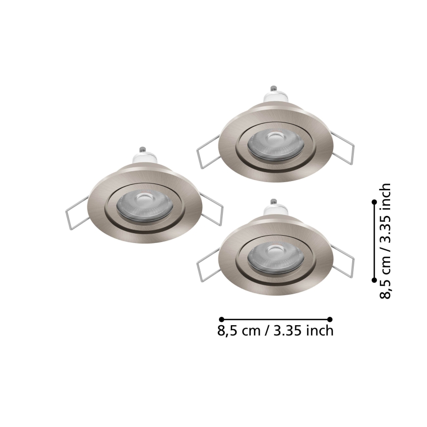 Eglo - Sada 3x LED kúpeľňové zapustené bodové svietidlá 1xGU10/4,5W/230V IP44 matný chróm