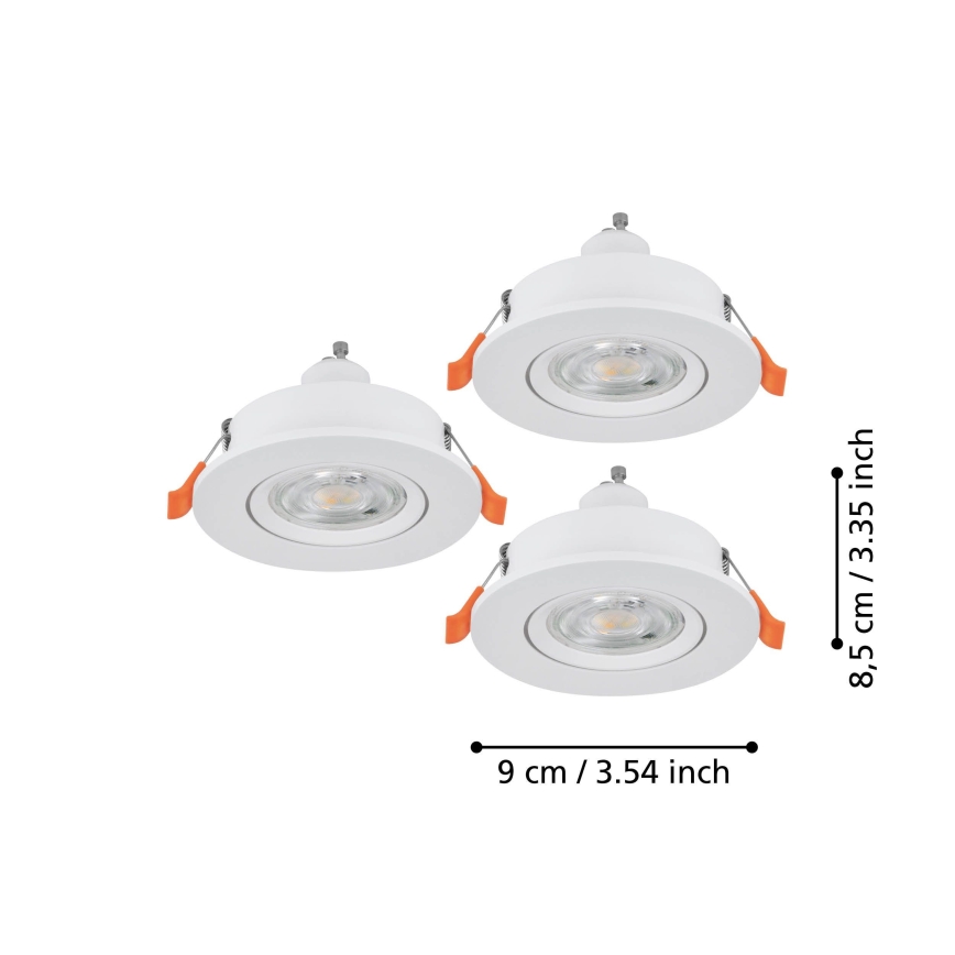 Eglo - SADA 3x LED zapustených bodových svietidiel 1xGU10/4,5W/230V biela