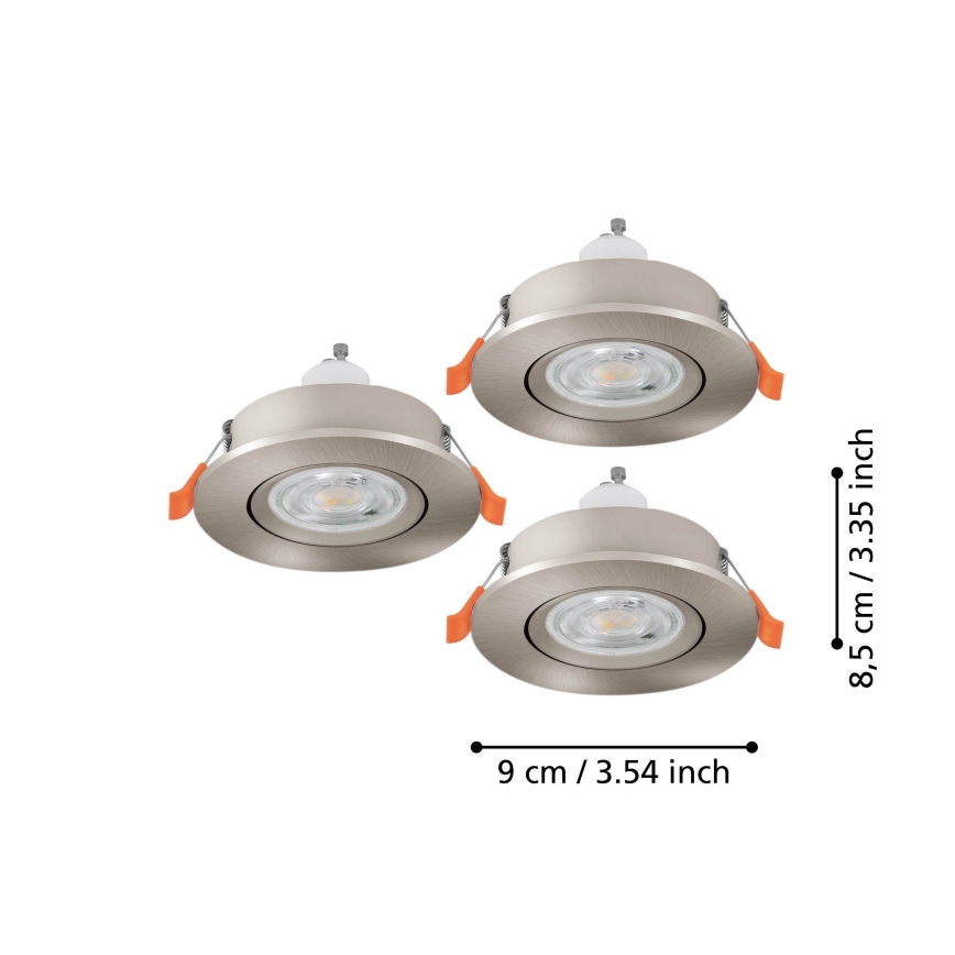 Eglo - SADA 3x LED zapustené bodové svietidlo 1xGU10/4,5W/230V matný chróm