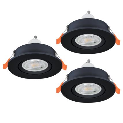 Eglo - SADA 3x LED Kúpeľňové podhľadové bodové svietidlo 1xGU10/4,5W/230V IP44 čierna