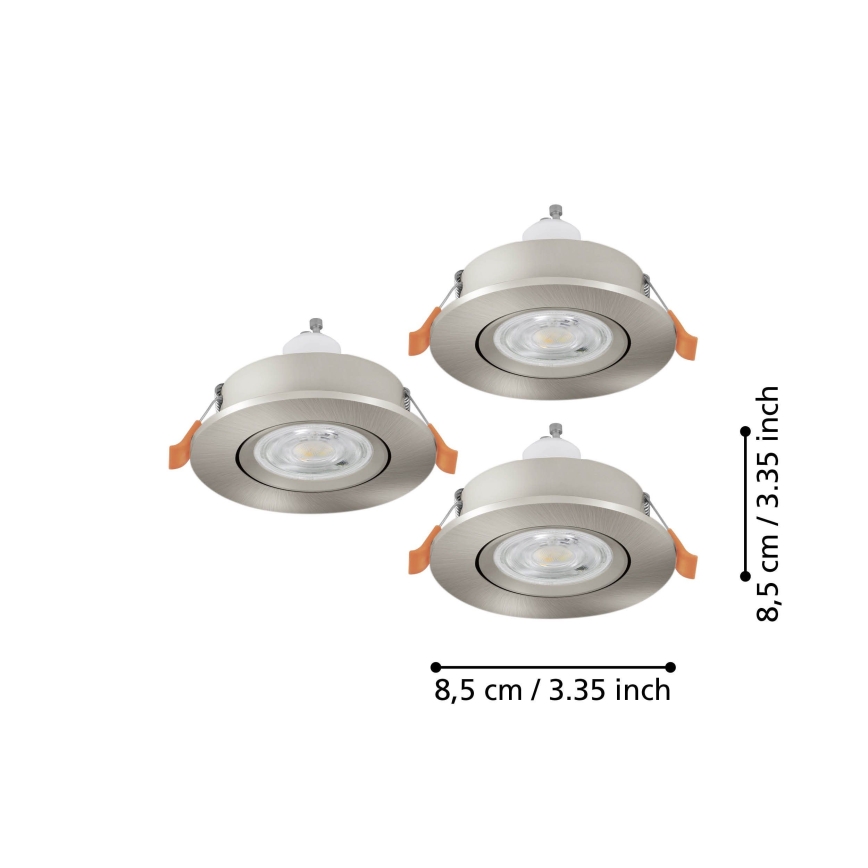 Eglo - SADA 3x LED Kúpeľňové podhľadové bodové svietidlo 1xGU10/4,5W/230V IP44 matný chróm