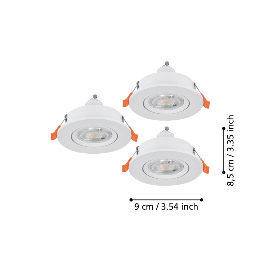 Eglo - Sada 3x LED zapustených stropných bodových svietidiel 1xGU10/4,5W/230V biela