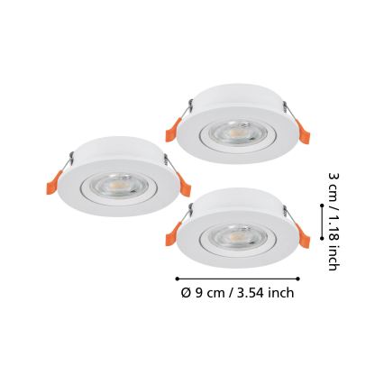 Eglo - SADA 3x LED zapustených bodových svietidiel LED/4,8W/230V 2700/4000/6500K biela