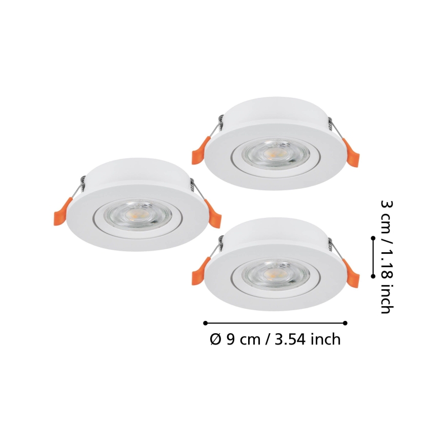 Eglo - SADA 3x LED zapustených bodových svietidiel LED/4,8W/230V 2700/4000/6500K biela