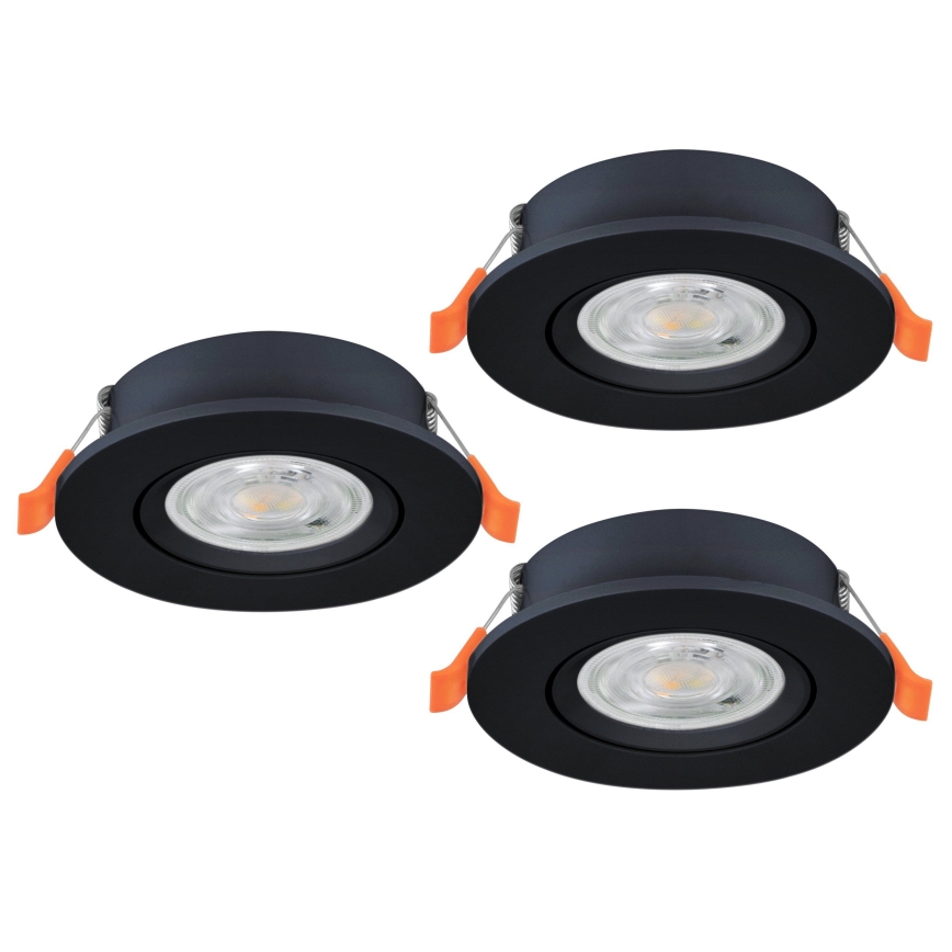 Eglo - SADA 3x LED zapustené stropné bodové svietidlo LED/4,8W/230V 2700/4000/6500K čierna