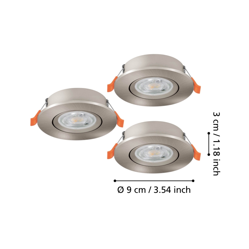 Eglo - Sada 3x zapustené LED bodové svietidlo LED/4,8W/230V 2700/4000/6500K matný chróm