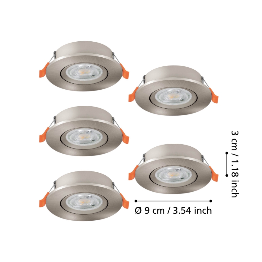Eglo - SADA 5 ks zapustených LED bodových svietidiel LED/4,8W/230V 2700/4000/6500K matný chróm