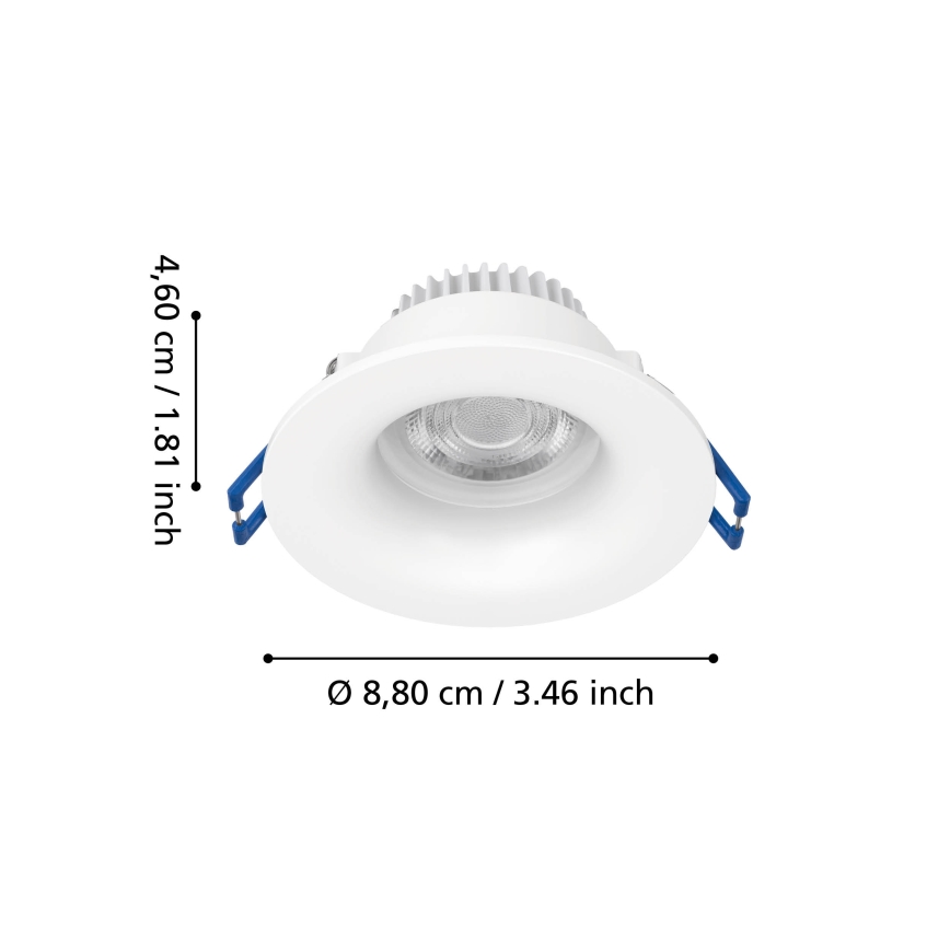 Eglo - LED kúpeľňové podhľadové svietidlo LED/4,9 W/230 V 2700/4000/6500 K, priemer 8,8 cm, IP65, biela