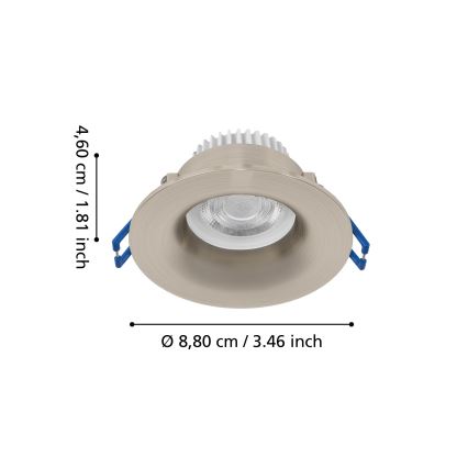 Eglo - LED Kúpeľňové zápustné svietidlo LED/4,9W/230V 2700/4000/6500K priemer 8,8 cm IP65 matný chróm