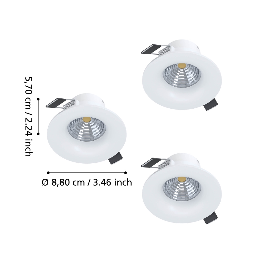 Eglo - SADA 3x LED stmievateľné zapustené stropné svietidlá LED/4,8W/230V pr. 8,8 cm biela