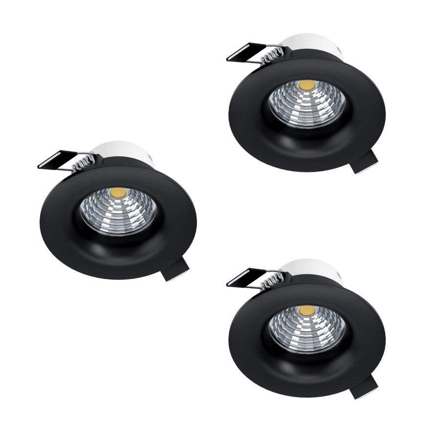 Eglo - Sada 3x stmievateľných LED podhľadových svietidiel 4,8 W/230 V, pr. 8,8 cm, čierna